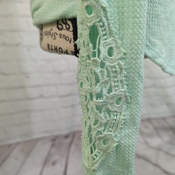Anthropologie ELOISE mint green waffle Henley top S NEW - Picture 4 of 6